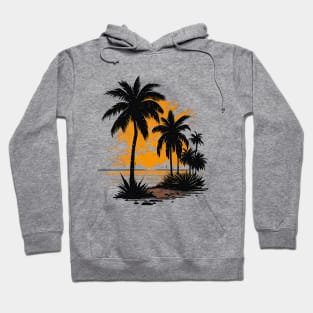 A retro sunny beach sunset and palm desing Hoodie